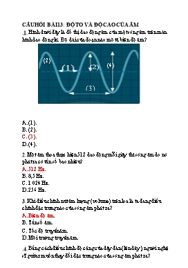 Bài tập môn Khoa học tự nhiên Lớp 7 - Bài 13: Độ to và độ cao của âm (Có đáp án)