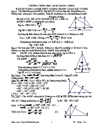 Bài tập nâng cao hệ thức lượng trong tam giác vuông - Nguyễn Đình Huynh