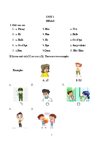 Bài tập Tiếng Anh Lớp 3 - Unit 1, 2, 3