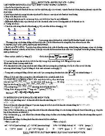 Bài tập Vật lý 11 - Chương 1: Điện tích