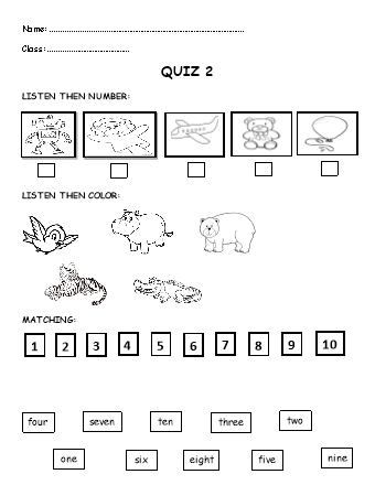 Các đề luyện thi Tiếng Anh 1 (Family and Friends 1) - Quiz 2