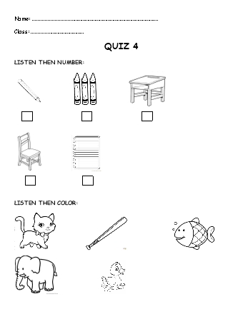 Các đề luyện thi Tiếng Anh 1 (Family and Friends 1) - Quiz 4