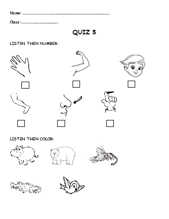Các đề luyện thi Tiếng Anh 1 (Family and Friends 1) - Quiz 5