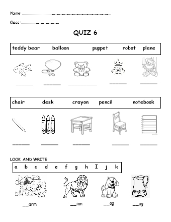 Các đề luyện thi Tiếng Anh 1 (Family and Friends 1) - Quiz 6
