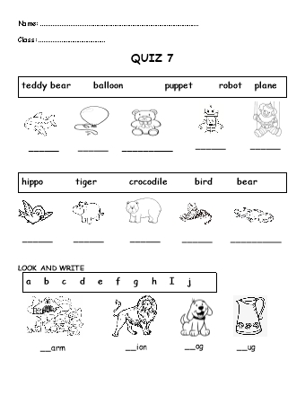Các đề luyện thi Tiếng Anh 1 (Family and Friends 1) - Quiz 7
