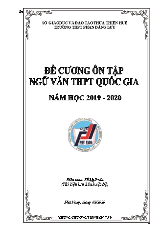 Đề cương ôn tập môn Ngữ văn THPT Quốc gia 2020 - Năm 2019-2020 - Trường THPT Phan Đăng Lưu