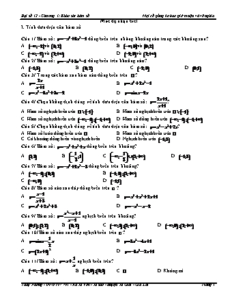 Đề cương ôn thi Đại số 12 - Chương 1: Khảo sát hàm số