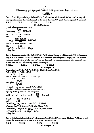 Đề cương ôn thi môn Hóa học 12 - Phương pháp qui đổi có lời giải hóa học vô cơ