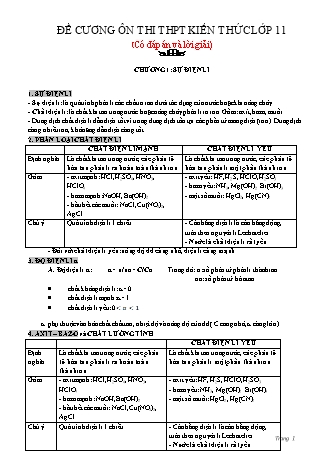 Đề cương ôn thi THPT kiến thức môn Hóa học Lớp 11 (Có đáp án và lời giải)