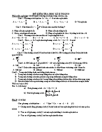 Đề kiểm tra học kì II Toán 9 (Có đáp án)