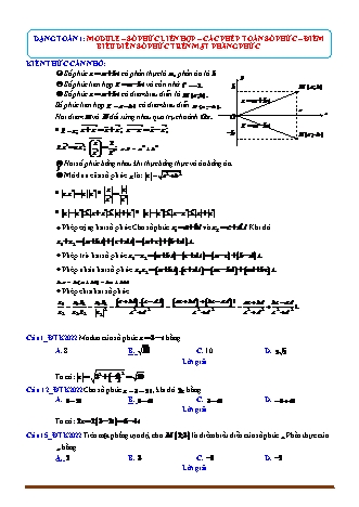 Đề ôn tập môn Toán 12 - Dạng toán 1: Module-số phức liên hợp-các phép toán số phức-điểm biểu diễn số phức trên mặt phẳng phức