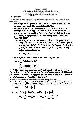 Đề ôn tập môn Toán Lớp 7 - Chuyên đề: Số thập phân hữu hạn, số thập phân vô hạn tuần hoàn