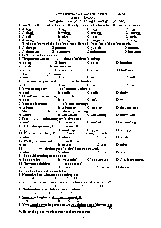 Đề ôn thi tuyển sinh vào lớp 10 THPT môn Tiếng Anh 9 - Đề số 39