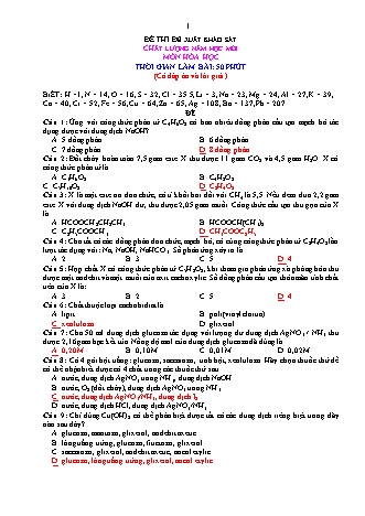 Đề thi đề xuất khảo sát chất lượng năm học mới môn Hóa học 12 - Đề 3 (Có đáp án và lời giải)