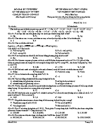 Đề thi khảo sát chất lượng tốt nghiệp THPT năm 2022 môn Hóa học 12 - Mã đề 216 (Có đáp án)