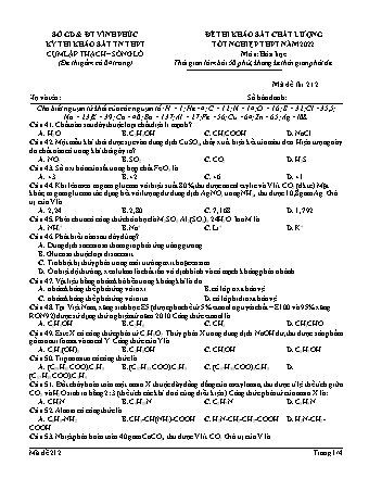 Đề thi khảo sát chất lượng tốt nghiệp THPT năm 2022 môn Hóa học 12 - Mã đề 212 (Có đáp án)