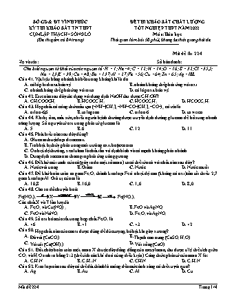 Đề thi khảo sát chất lượng tốt nghiệp THPT năm 2022 môn Hóa học 12 - Mã đề 224 (Có đáp án)