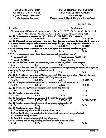 Đề thi khảo sát chất lượng tốt nghiệp THPT năm 2022 môn Hóa học 12 - Mã đề 204 (Có đáp án)