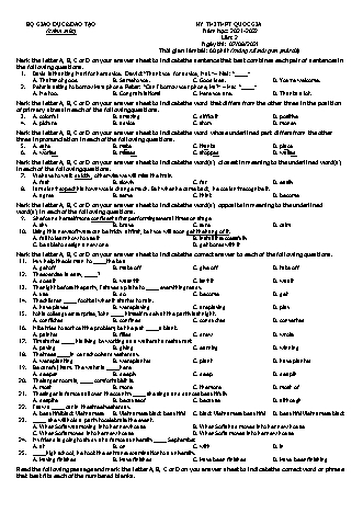 Đề thi thử THPT Quốc gia lần 2 môn Tiếng Anh 12 - Năm học 2021-2022