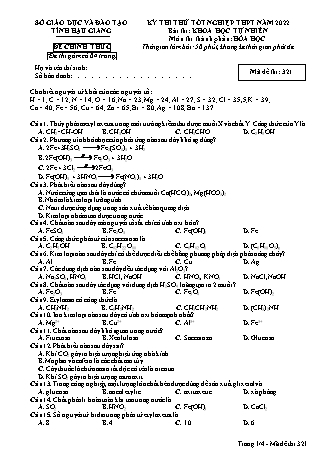 Đề thi thử tốt nghiệp THPT năm 2022 môn Hóa học 12 - Mã đề thi 321 (Có đáp án)