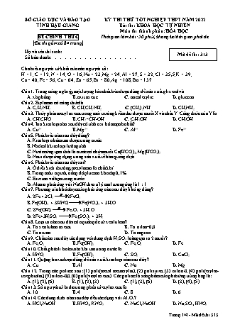 Đề thi thử tốt nghiệp THPT năm 2022 môn Hóa học 12 - Mã đề thi 313 (Có đáp án)