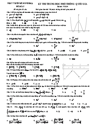 Đề thi thử Trung học Phổ thông Quốc gia môn Toán học 12 - Đề 37 (Có lời giải)