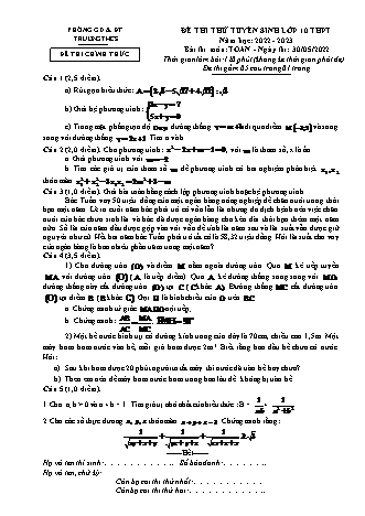 Đề thi thử tuyển sinh lớp 10 THPT môn Toán - Năm học 2022-2023 (Có đáp án)