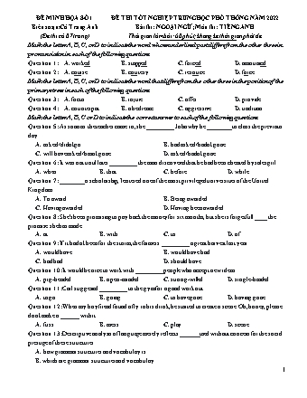 Đề thi tốt nghiệp Trung học Phổ thông Quốc gia năm 2022 môn Tiếng Anh 12 - Đề minh họa 01