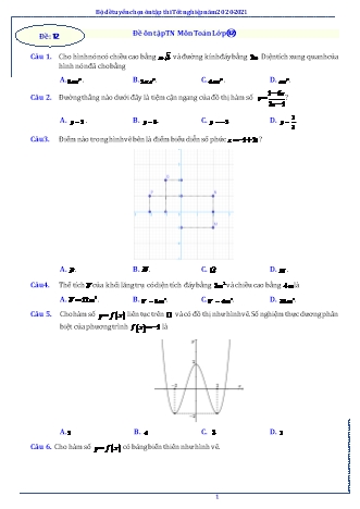 Đề tuyển chọn ôn tập thi Tốt nghiệp THPT môn Toán học 12 - Năm học 2020-2021 - Đề 12 (Có lời giải)