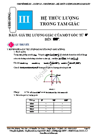 Ôn luyện Toán 10 (Kết nối tri thức ) - Chương III, Bài 5: Giá trị lượng giác của một góc từ 0⁰ đến 180⁰ (Tự luận) - Huỳnh Văn Ánh