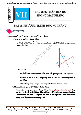 Ôn luyện Toán 10 (Kết nối tri thức ) - Chương VII, Bài 19: Phương trình đường thẳng (Tự luận) - Huỳnh Văn Ánh