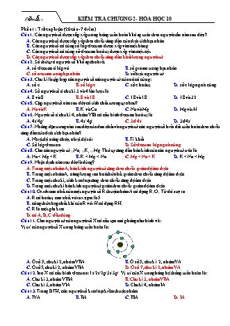 Đề kiểm tra chương 2 môn Hóa học Lớp 10 - Đề mẫu 1 (Có đáp án trắc nghiệm)