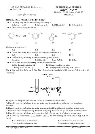 Đề tham khảo cuối kì II môn Hóa học Lớp 11 - Mã đề 122 - Nguyễn Thuận Phát