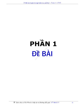 Bộ 20 Đề ôn tập kiểm tra cuối kì 1 Lớp 11 môn Toán sách Chân trời sáng tạo