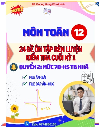 Bộ 24 Đề luyện thi môn Toán Lớp 12