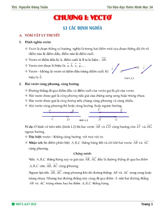 Bộ đề luyện thi môn Hình học Lớp 10 - Chương I: Vecto