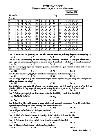 Đề 30 câu trắc nghiệm môn Toán lớp 11 - Mã đề 132