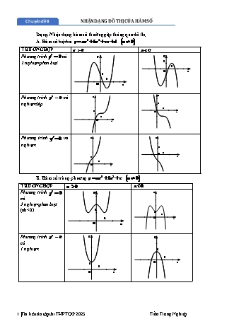 Đề cương ôn thi tốt nghiệp THPT Quốc gia môn Toán - Chuyên đề 8: Nhận dạng đồ thì của hàm số - Năm học 2022-2023