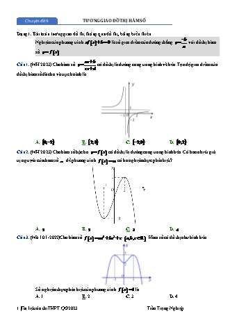 Đề cương ôn thi tốt nghiệp THPT Quốc gia môn Toán - Chuyên đề 9: Tương giao đồ thị hàm số - Năm học 2022-2023