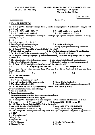 Đề kiểm tra giữa học kì II môn Tin học Lớp 11 - Mã đề 203 - Năm học 2022-2023 - Trường THPT Mỹ Thọ