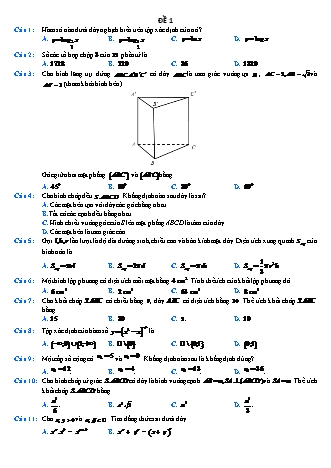 Đề ôn thi tốt nghiệp THPT môn Toán - Đề số 1