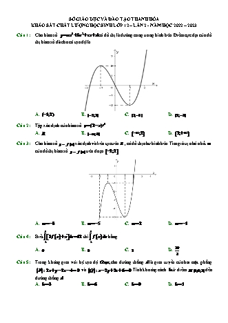 Đề thi khảo sát chất lượng học sinh lớp 12 môn Toán - Năm học 2022-2023