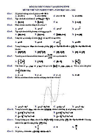 Đề thi thử tốt nghiệp THPT môn Toán (Có lời giải) - Năm 2022-2023 - Sở GD&ĐT Quảng Bình