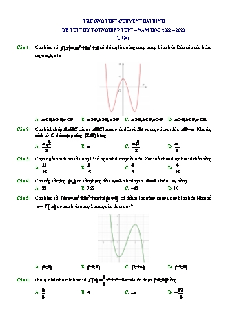 Đề thi thử tốt nghiệp THPT môn Toán (Có lời giải) - Năm 2022-2023 - Trường THPT Chuyên Thái Bình