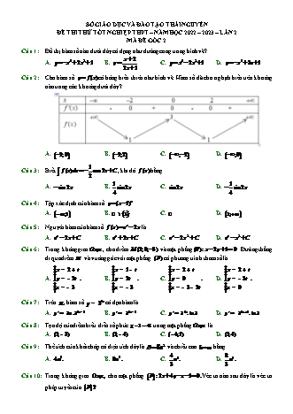 Đề thi thử tốt nghiệp THPT môn Toán (Có lời giải) - Năm học 2022-2023 - Sở GD&ĐT tỉnh Thái Nguyên