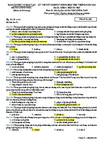 Đề thi tốt nghiệp THPT môn Giáo dục công dân (Có đáp án) - Mã đề 305 - Bộ GD&ĐT