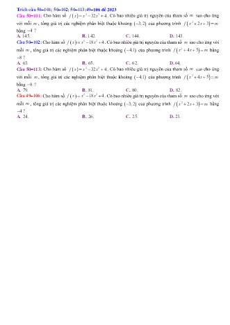 Đề thi tốt nghiệp THPT môn Toán (Câu 50-101) - Mã đề 101 - Năm học 2022-2023