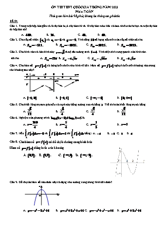 Đề thi tốt nghiệp THPT Quốc gia môn Toán năm 2023 (Có đáp án)