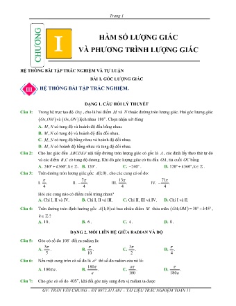 Đề trắc nghiệm môn Toán Lớp 11 - Trần Văn Chung