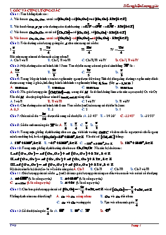 Đề trắc nghiệm ôn tập môn Toán Lớp 11 (Có đáp án)